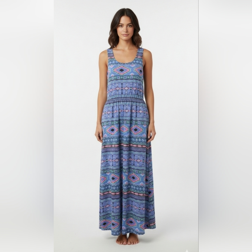 Alya Dress Maxi Purple Pink Aztec Boho Sleeveless Festival Summer M